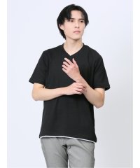 m.f.editorial/ジャガード千鳥 フェイクVネック半袖Tシャツ メンズ Tシャツ カットソー カジュアル インナー トップス ギフト プレゼント/506080442