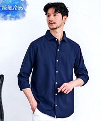 CavariA/キャバリア CavariA CavariA 日本製接触冷感シアサッカーホリゾンタルカラー7分シャツ/506080711