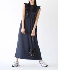 e-zakkamaniastores/ワイドリブ フリルショルダー ロングワンピース/506080983