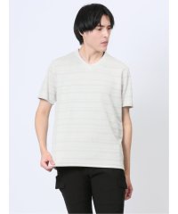 m.f.editorial/メッシュボーダー フェイクVネック半袖Tシャツ/506081295