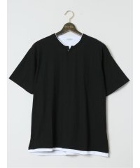 GRAND-BACK/【大きいサイズ】ルイシャブロン/LOUIS CHAVLON ジャガード フェイクヘンリーネック半袖Ｔシャツ メンズ Tシャツ カットソー カジュアル インナー /506081304