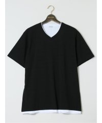 GRAND-BACK/【大きいサイズ】ルイシャブロン/LOUIS CHAVLON ジャガード フェイクVネック半袖Ｔシャツ/506081305