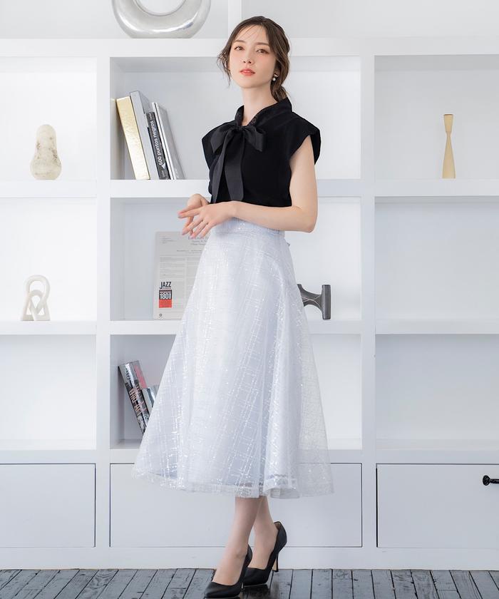 セール 30%OFF】スパンチェックチュールフレアスカート セール 30%OFF】スパンチェックチュールフレアスカート