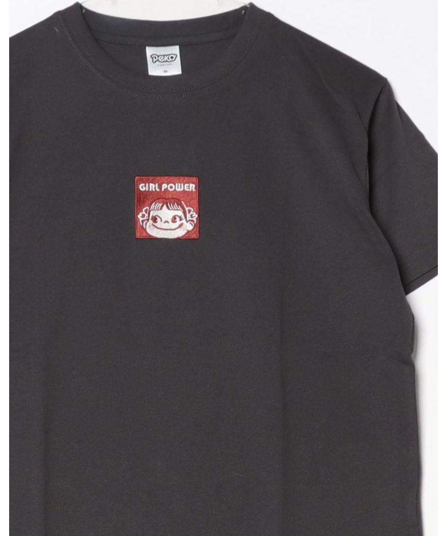 新品未使用 ペコちゃん Tシャツ 半袖 半袖Tシャツ ルームウェア ペコちゃん/PEKO】天竺ワンポイント刺繍クルーネック半袖T