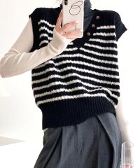 Amulet/アミュレット Amulet バイカラーニットベスト レディース 10代 20代 30代 韓国ファッション 春 秋 カジュアル 長袖 シンプル おしゃれ 可愛い /506083147