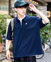 Rocky Monroe/KANGOL カンゴール ポロシャツ ハーフジップ 半袖 メンズ レディース 鹿の子 カノコ オーバーサイズ ビッグシルエット ゆったり ワイド 通気性 清涼感/506083606