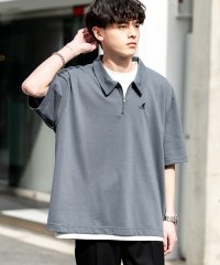 Rocky Monroe/KANGOL カンゴール ポロシャツ ハーフジップ 半袖 メンズ レディース 鹿の子 カノコ オーバーサイズ ビッグシルエット ゆったり ワイド 通気性 清涼感/506083606