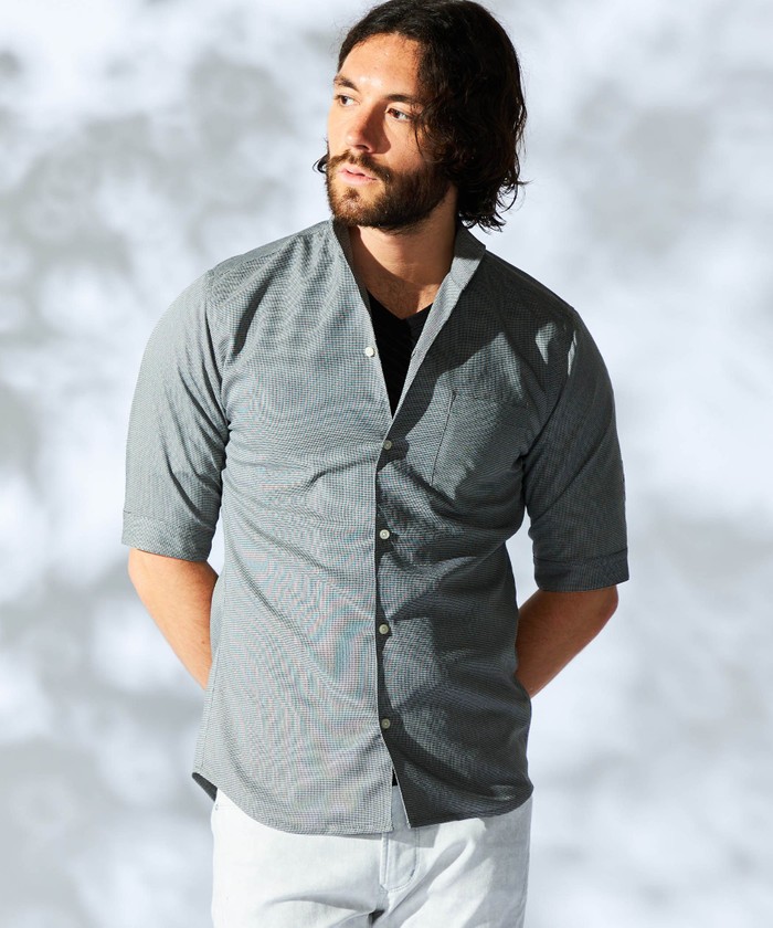 セール 50%OFF】ストレッチサーフクロススタンドシャツ