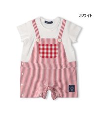 moujonjon/【子供服】 moujonjon (ムージョンジョン) ストライプサロペット重ね着風ロンパース 70cm，80cm M32705/506084244