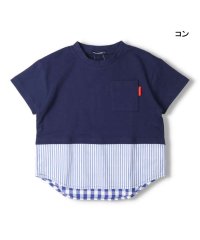 moujonjon/【子供服】 moujonjon (ムージョンジョン) チェック・ストライプ柄切替半袖Tシャツ 80cm～140cm M32821/506084245