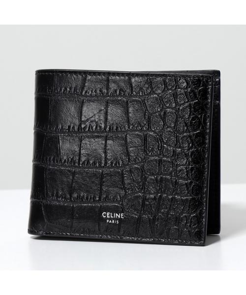 CELINE 二つ折り財布 10C873CUX.38SI クロコダイル型押し CELINE 二つ折り財布 10C873CUX.38SI クロコダイル型押し