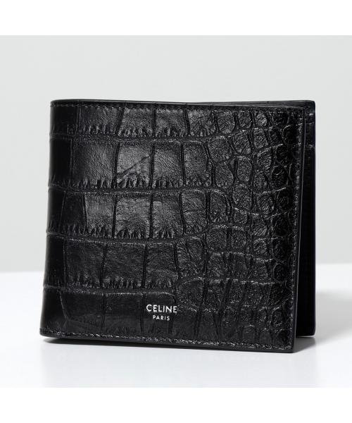 CELINE 二つ折り財布 10C873CUX.38SI クロコダイル型押し(506084347 