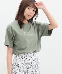 Honeys/ロゴプリントＴシャツ トップス Tシャツ 半袖 ロゴT 接触冷感 UVカット ハニさら /506084594