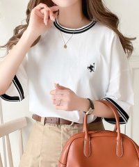 Classical Elf/クラシカルエルフ Classical Elf 《JaVa ジャバコラボ》大人スポーティー。綿100%シルケット 配色刺繍Tシャツ/505266075