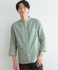 ikka/【速乾】7分袖イージーケアリネンバンドカラーシャツ/505749992