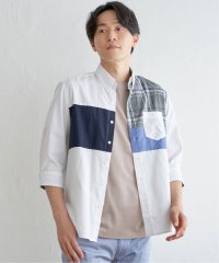 ikka/7分袖ブロックス切り替えシャツ/505890036