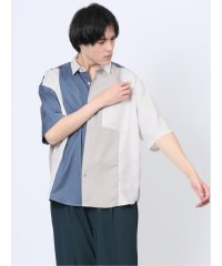 m.f.editorial/縦切替 レギュラーカラー半袖BIGシャツ メンズ シャツ カジュアル トップス インナー 半袖 ギフト プレゼント ライトアウター カーディガン アウター/506084120