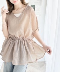Classical Elf/クラシカルエルフ Classical Elf 凹凸のあるシアー素材が華やか。前後2way Xラインギャザーボリュームブラウス/506084916