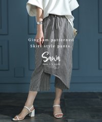 Sawa a la mode/綺麗めコンサバティブな巻きスカート風ギンガムパンツ　レディース 大人 上品/506091330