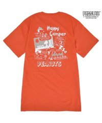  PEANUTS/ピーナッツ PEANUTS スヌーピー Tシャツ 半袖 トップス コミック 柄 SNOOPY PEANUTS モスオレンジ LL/506091631