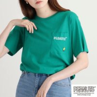  PEANUTS/ピーナッツ PEANUTS スヌーピー ピーナッツ Tシャツ トップス 半袖 バック プリント 刺繍 SNOOPY PEANUTS モスオレンジ LL/506091632