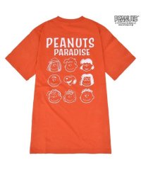  PEANUTS/ピーナッツ PEANUTS スヌーピー ピーナッツ Tシャツ トップス 半袖 バック プリント 刺繍 SNOOPY PEANUTS モスオレンジ LL/506091632