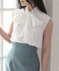 JULIA BOUTIQUE/シアーチェックボウタイリボンブラウス/24044/506091759