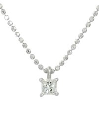 JEWELRY SELECTION/希少なプリンセスカット☆天然ダイヤモンド 0.15ct プリンセスカット ネックレス【Pt999 純プラチナ/チェーンSV 】/506092347