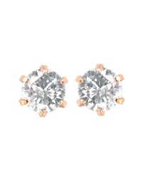 JEWELRY SELECTION/K18PG 天然ダイヤモンド 計0.3ct 6本爪 スタッドピアス 鑑別書付 【K18PG ピンクゴールド】/506092358