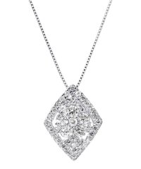 JEWELRY SELECTION/K18ゴールド 天然ダイヤモンド 計0.5ct 41石デザイン ネックレス 鑑別書付 【K18WG ホワイトゴールド】/506092437