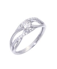 JEWELRY SELECTION/Pt900 天然ダイヤモンド 計0.45ct クロス プラチナリング カード鑑別書付 9号/506092495