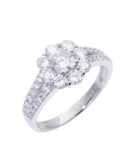 JEWELRY SELECTION/Pt900 天然ダイヤモンド 計1ct フラワー プラチナリング 鑑別書付 15号/506092505