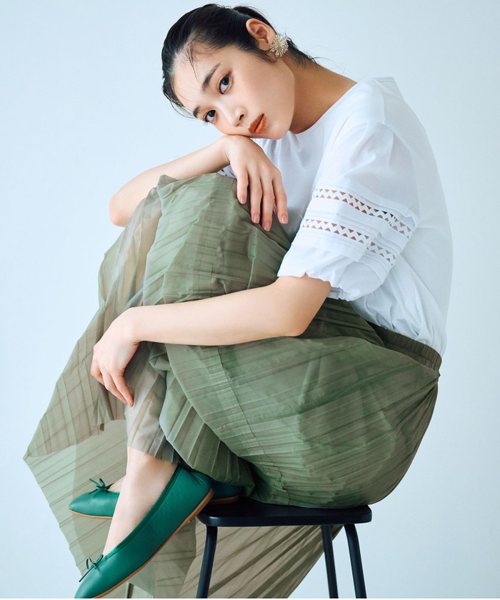 24SS 大きいサイズ 23区 アイレットジャージー パフスリーブ カットソー セール 30%OFF】【洗える】アイレットジャージー パフスリーブ