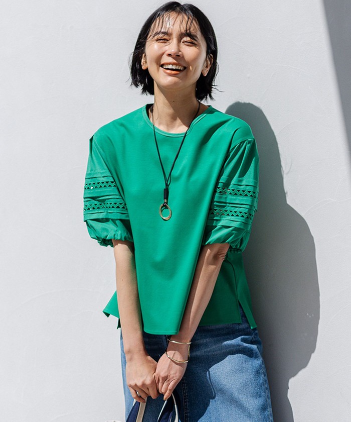 セール 30%OFF】【洗える】アイレットジャージー パフスリーブ