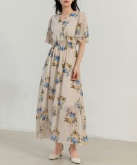 TeddyShop/テディショップ Teddyshop レディース Vネック花柄ウエスト絞りふんわりロングワンピース/504457055