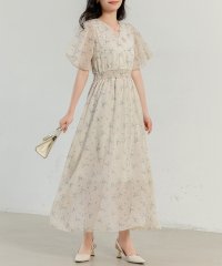 TeddyShop/テディショップ Teddyshop レディース Vネック花柄ウエスト絞りふんわりロングワンピース/504457055