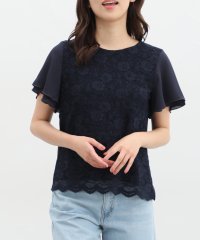 Honeys/半袖前身頃レースＴ トップス Tシャツ カットソー レディース 白 大人可愛い /506084603