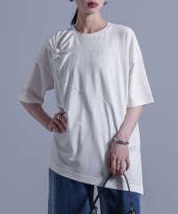 osharewalker/『接触冷感ねじりアシメTシャツ』トップス Tシャツ カットソー 半袖 レディース 接触冷感 イージーケア アシメ アシンメトリー ねじり モード エフォートレス/506094535