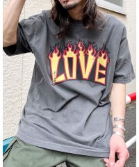 MODISH GAZE/モディッシュガゼ MODISH GAZE LOVEロゴプリント ピグメント加工 ビッグシルエットTシャツ/506094709