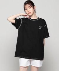 Honeys/配色ステッチゆるロゴＴ トップス Tシャツ カットソー 半袖 ロゴ オーバーサイズ /506094878