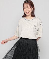 Honeys/配色ステッチゆるロゴＴ トップス Tシャツ カットソー 半袖 ロゴ オーバーサイズ /506094878