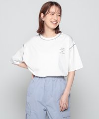 Honeys/配色ステッチゆるロゴＴ トップス Tシャツ カットソー 半袖 ロゴ オーバーサイズ /506094878