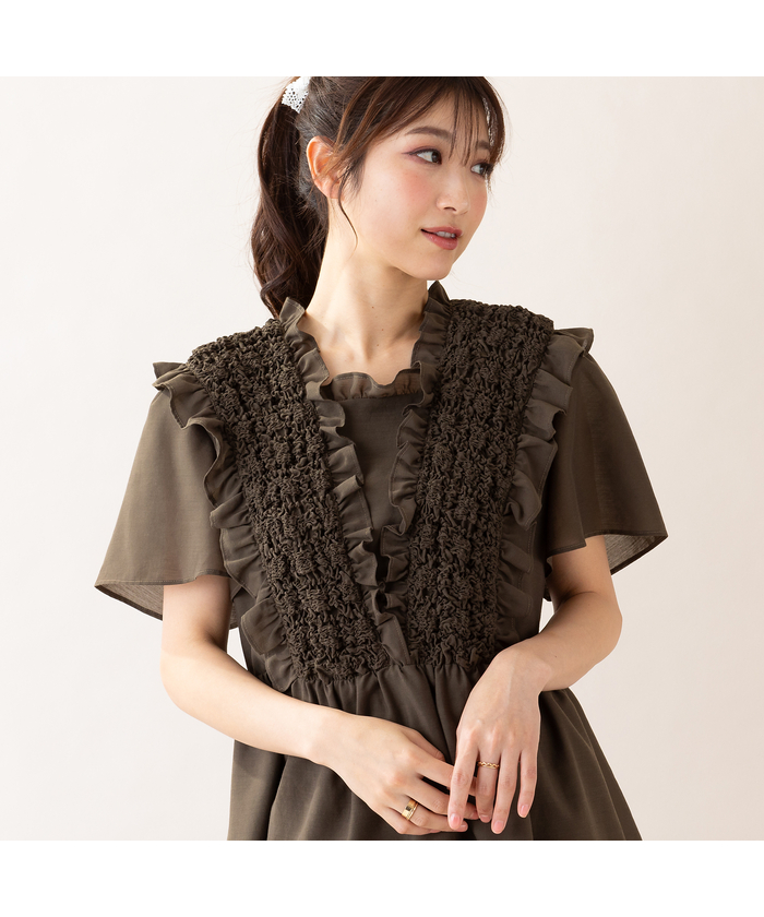 20,900円ローズティアラオーガンジーフリルチュニックブラック42