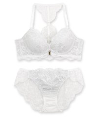 fran de lingerie/フロントホック×背中デザインしっかり盛って、デコルテ美人 「レーシーメイクブラ005 ペアブラジャー（ワイヤー有り）」 ブラジャーショーツセット/506096645