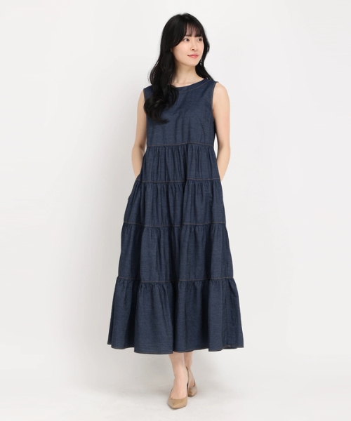 美品】ストロベリーフィールズ パーティドレス ノースリーブ 美品】ストロベリーフィールズ パーティドレス ノースリーブ