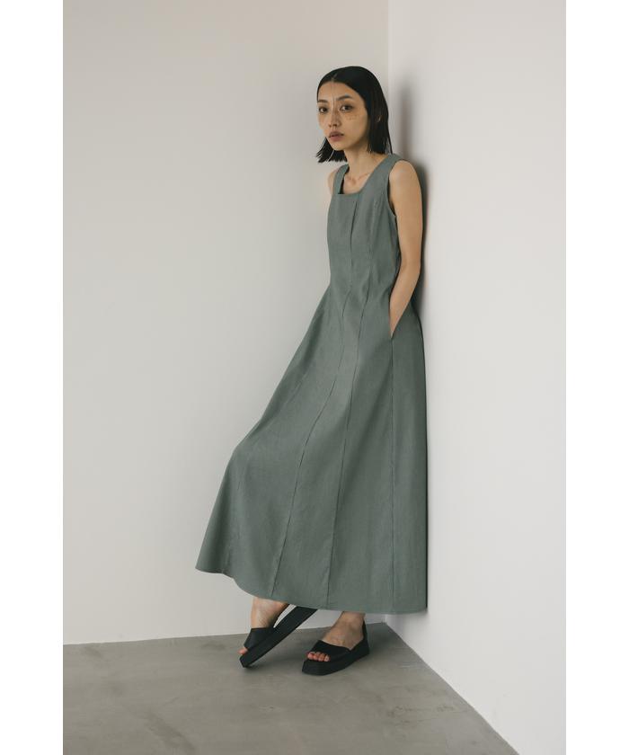 ロングストライプハイストレッチワンピース☆ファッション/オフ