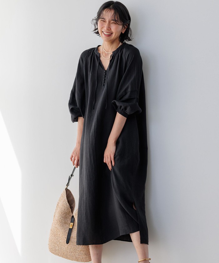 23区 【洗える】LIBECOノースリーブワンピース 40 ブラック