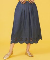 Jocomomola/テンセルデニム フラワー刺繍スカラップスカート/506098410
