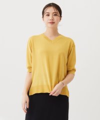 J.PRESS LADIES（LARGE SIZE）/【洗える】COTTON LINEN Vネック ニット/506055921