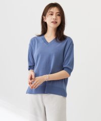 J.PRESS LADIES（LARGE SIZE）/【洗える】COTTON LINEN Vネック ニット/506055921